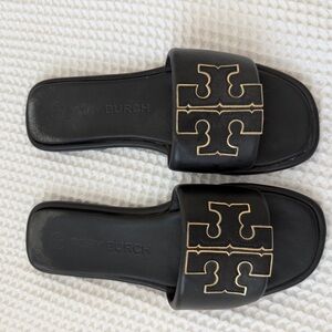 Tory Burch Black Slides with Gold Accents